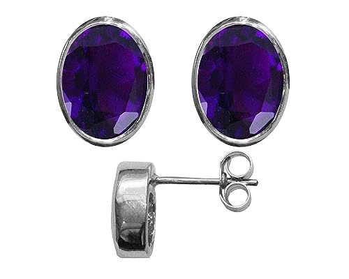 Boucles d'oreilles améthyste 3ct en argent massif 925 Bjc