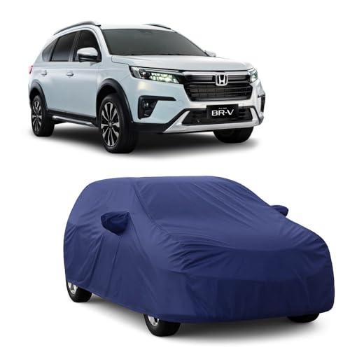 Image of Car Body Cover Compatible with Honda BR-V | Water, Dust & UV Protection | Mirror Pockets | Elastic Grip | Triple Stitch BR-V Car Cover (Blue)