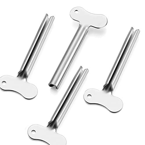 AKOAK 4 Pcs Stainless Steel Toothpaste Squeezers, Manual Facial Cleanser Extruder, Used in Bathroom, Hair Colorants, Cosmetics, Paint Squeezers