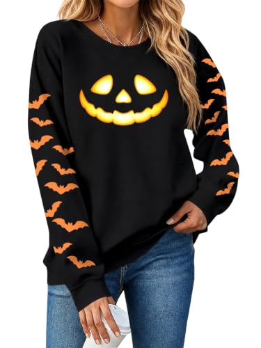 Eatbook Halloween Sweatshirt for Women Ghost Pumpkin Graphic Pullover Tops - image 1