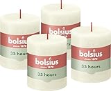 Bolsius Rustik Stumpenkerzen - Weiß - 4 Stück - 8 x 7 cm - Länge Brenndauer 35 Stunden...