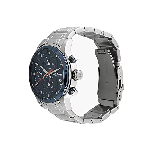 Titan Quartz Chronograph Blue Dial Stainless Steel Strap Watch for Men-NS90086KM01 - Image 3