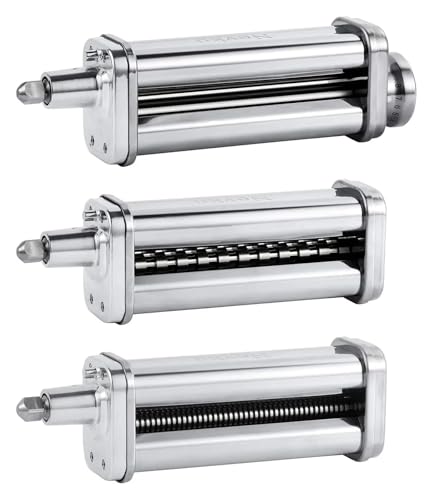 Pasta Maker Attachments Set,Compatible For All KitchenAid,Stand Mixer, Including Pasta Sheet Roller, Spaghetti Cutter, Fettuccine Cutter