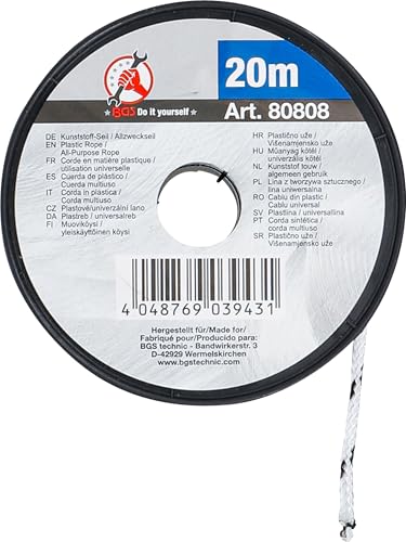 BGS Diy 80808 | Kunststoff-Seil/Allzweckseil | 3 mm x 20 m | schwarz/weiß