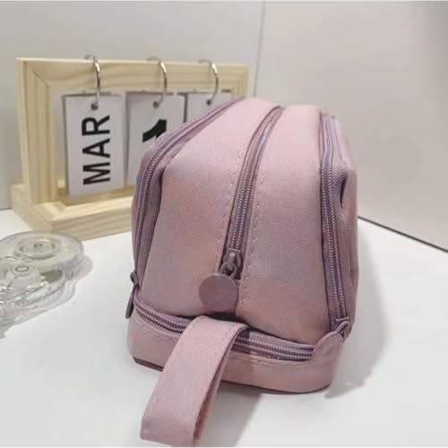 Image of Storio Pencil Box Pouch for School Kids Girls & Boys Aesthetic | Cute Stationary Compass Box Case Organiser - Pink