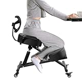 Genérico Silla ergonómica de Rodillas con Respaldo, Altura Ajustable, Cojines Gruesos, Ruedas con Bloqueo para Oficina en casa, Taburete Corrector de Postura para aliviar el Dolor de Espalda.