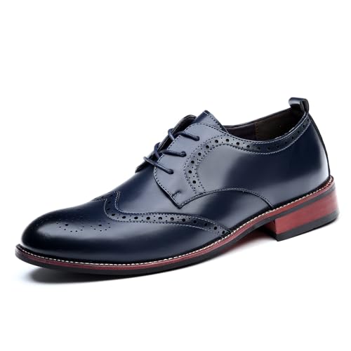 Chaussures habillées en cuir pour homme - Chaussures habillées classiques pour homme - Chaussures richelieu Derbys Fashoin pour fête de mariage, bleu...