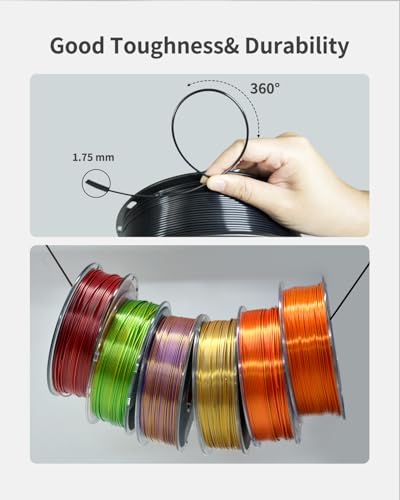 Image of Silk PLA Filament 1.75mm, Metallic Shiny Black 3D Printer Filament, 1kg Spool (2.2lbs), Dimensional Accuracy + /- 0.02 mm, Vacuum Packaging