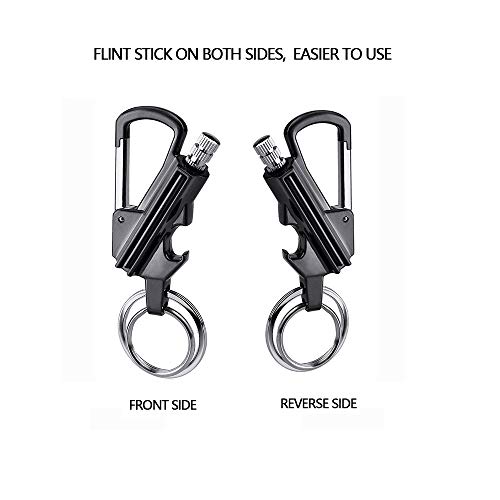 Yusud 2 Pack Keychain Bottle Opener For Men, Permanent Match With Dual Side Flint Fire Starter, Waterproof Reusable Matchstick, Forever Match For Outdoor Survival, Everlasting Strike Anywhere Matches #TOP1