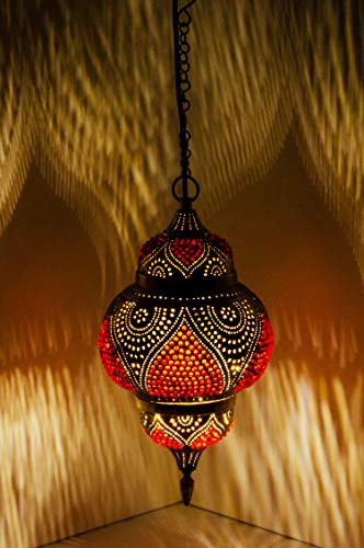 Orientalische Messing Lampe Pendelleuchte Gold Abidah 38cm E27 Lampenfassung | Marokkanische Design Hängeleuchte Leuchte… – Bild 5