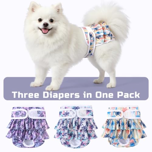 Image of Reusable Dog Diapers Female, Palmtree, S, 3 Pack