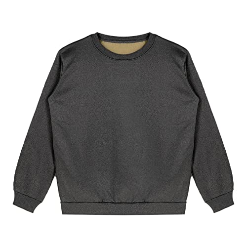 Yeahdor Men's Fleece Sweatshirt Crewneck Sherpa Lined Pullover Tops Long Sleeve Warm Winter Underwear Black 3X-Large