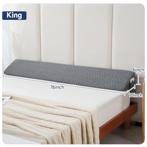 Patent King Size Bed Wedge Pillow Headboard Pillow Mattress Wedge Bed Gap Filler Long Pillow for Bed Triangle Pillow Bolster Pillow Close The Gap (0-7\") Between Headboard and Mattress (76\"x10\"x6\")