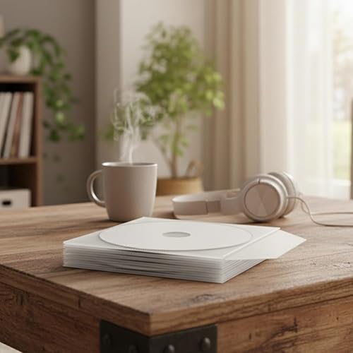 FLLAGG20 200X Kunststoff CD Hüllen | Transparent, PVC, mit Verschlussklappe | Für CDs, DVDs, Blu-Rays | Staub & Schmutzschutz, platzsparende und transparente Aufbewahrung Umschläge Cd Sleeves