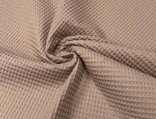 Tissu nid d'abeille coton marron taupe anti-odeur pour serviette et peignoir absorbant