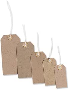 200 étiquettes Papier Kraft Chamois 70x35 Mm - Avec Ficelle Et œillets - Pour Bagages, Tickets