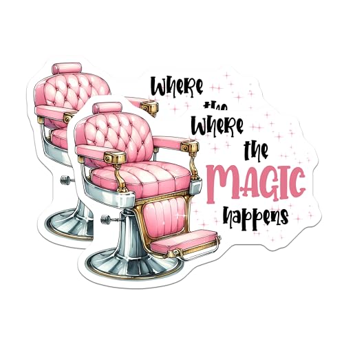 (2 Pack) Where The Magic Happens Magnets - Hair Salon Decor - Barber Shop Art - Beauty Parlor Accessory - 5" On Longest Side - for Cars, Fridges, Toolboxes - Made in USA - MAG7579