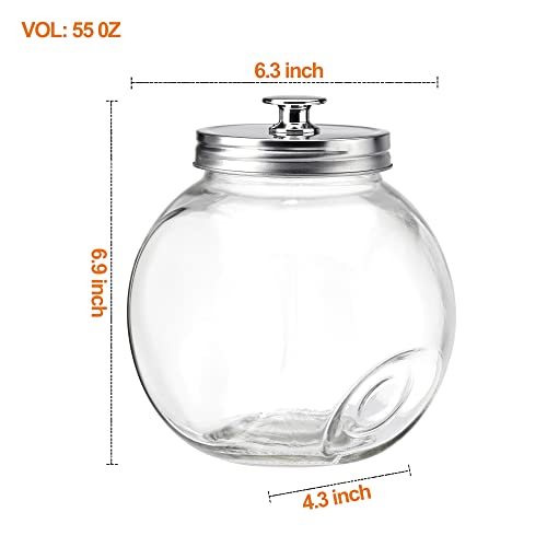 Glass Cookie Jars For Kitchen Counter Set Of 3 Glass Penny Jar, Candy Jar With Metal Airtight Lid (55 Ounce) #TOP1