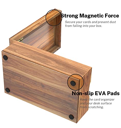 Neando 3X5 Inches Index Card Holder, Acacia Wooden Index Card Box With 20-Count Index Cards Guide And 200-Count Note Cards, Note Flash Card Organizer Case, Wood Recipe Box, Index Card Storage Box, 4 Compartments For 600 Cards, Card File Note Card Holders, Wood Desk Organizers, 5.8’’W X 10’’D X 4’’H #TOP2