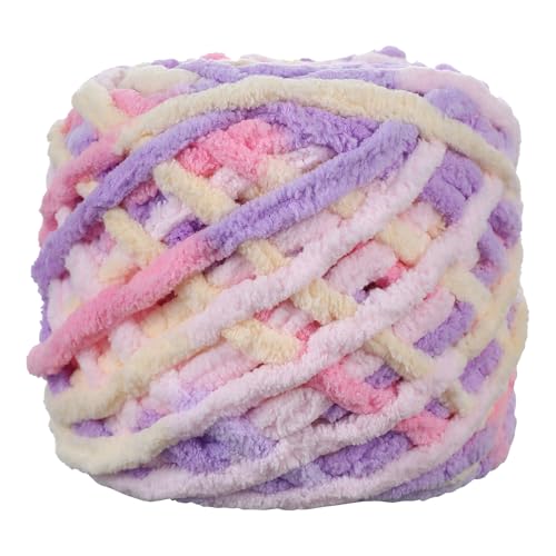 Image of Plush Chenille Chunky Yarn for Crocheting 100g(54.6yd) - Bulky Thick Fluffy Yarn for Knitting- Soft Velvet for Baby, Blanket Knitting Blanket Yarns- Amigurumi Yarns (Pastel Purple)