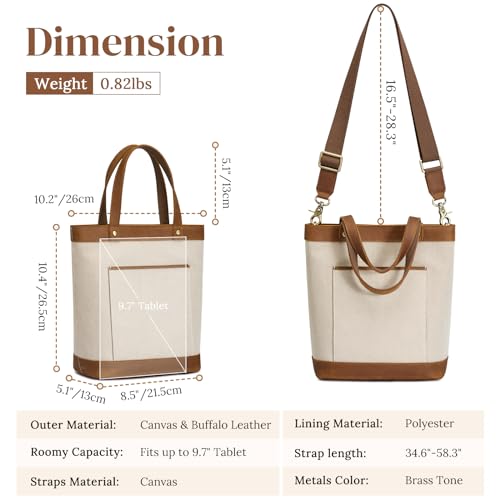 S-ZONE Canvas Leather Tote Bag for Women Designer Crossbody Handbag Satchel Shoulder Purses Top Handle Handbag by S-ZONE - Used condition - Image 4