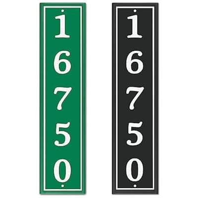 Personalized Reflective Address Plaque, Custom Aluminum Address Sign for Mailbox, House, Street, Outside, Vertical House Number Sign with Two Screw, 16" x 3.5" (Black or Green)