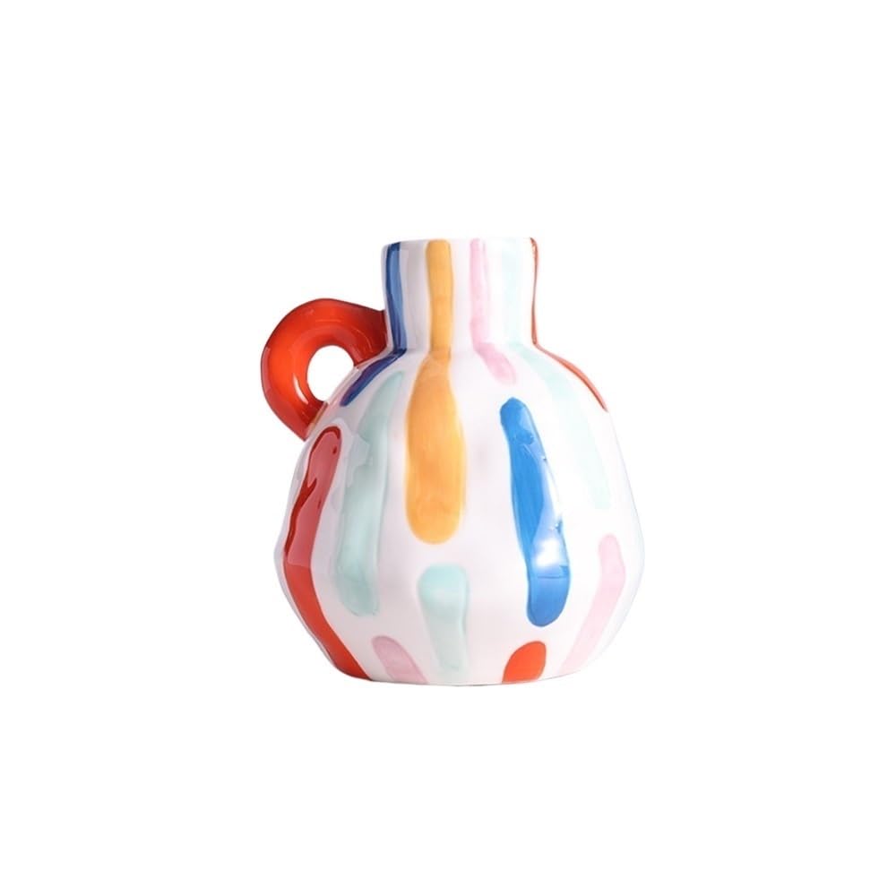 flower vase Ceramic Vase Vertical Stripes Cute Flower Arrangement Furniture Decoration