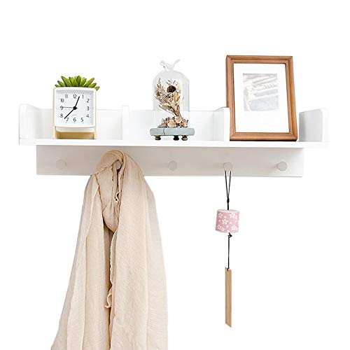Preisvergleich Produktbild JCNFA Bambus-Aufbewahrungsfach Schlafzimmer Wandgarderobe Badetuchhaken Türhänger Regal Und Haken (Farbe : Weiß, größe : 24.80 * 7.87 * 5.94in)