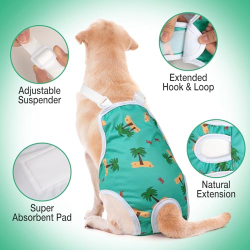 Image of Jollywoods 3 Pack Washable Female Dog Diaper Onesie Sanitary Pantie with Adjustable Suspender, Reusable Fixed Doggie Diapers, Super Absorbent Leakproof for Small Medium Large Dog in Heat Cycle XL
