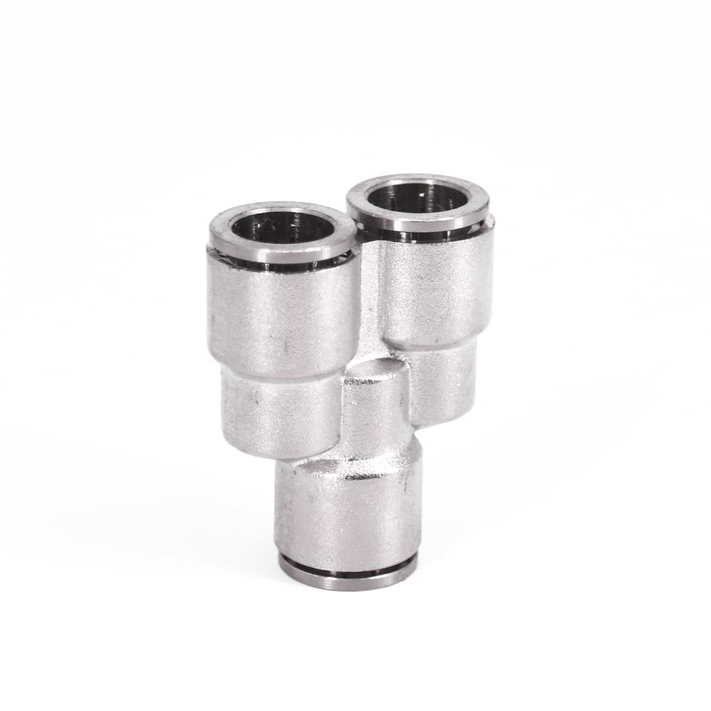 TSIOHKBS 4/6/8/10/12/14/16mm Y-Shaped Pneumatic Nickel Plated Brass Press Push in Quick Connector Release Air Fitting Plumbing (4mm)