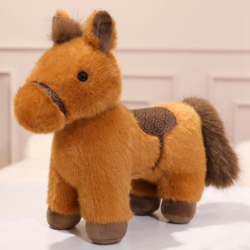 PEACH CAT Horse Stuffed Animal 12" Cute Horse Plush Soft Plushies Toys Gifts for Kids Brown