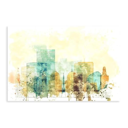 Aquarelle de Oakland Skyline décoration murale salon paysage urbain californien