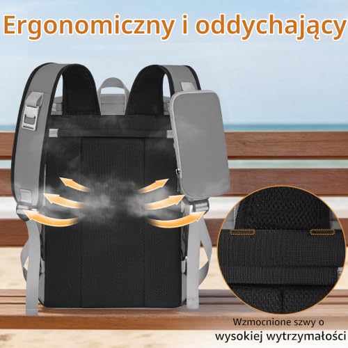 OUUTMEE Plecak chłodzący, torba piknikowa z kieszenią chłodzącą, izolowana torba chłodząca na piwo, dwuwarstwowa, szczelna, termiczna, wodoszczelny plecak na piknik, plażę lub wędrówki, szary