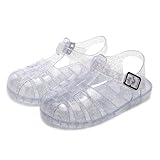 TANDEFLY Toddler Girls Jelly Sandals Soft Rubber Sole Closed Toe Beach Summer Shoes Princess Flat