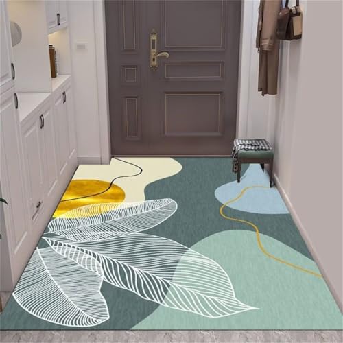 Tapis grande taille salon 180x250 bleu motif feuilles - 2