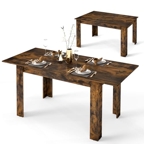 LIFEZEAL Tavolo Allungabile, Tavolo da Pranzo, Cucina, Sala da Pranzo, 120-158cm Piano Estensibile, per 4-6 Persone, Scrivania, Industriale, Salvaspazio, Rettangolare, in Legno, Max 110kg, Marrone