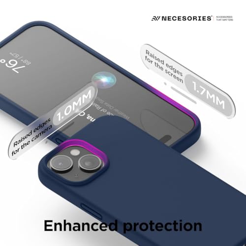 Image of Liquid Silicone Case Compatible for iPhone 15 Dark Blue | Slim Back Cover | Soft Touch Bumper | Shockproof Drop Protection | Microfiber Cloth Inside | Sleek Solid Design