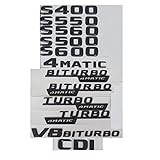 Material: Kunststoff HUAYU 3D Buchstaben Fit für Mercedes Benz W221 W222 S280 S300 S320 S350 S400 S450 S500 S550 S560 S580 S600 S650 S660 S580 S600 S650 S680 4matic Emblems Abzeichen (Style : S 280)