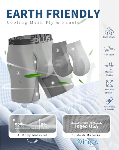Boxer Briefs for Men Pack Breathable Mesh, Men's Underwear Moisture Wicking, Boxers for Men Pack 4 with 3D Pouch4