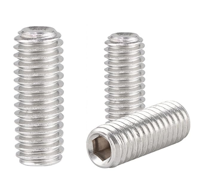 M3-0.5x5mm Hex Socket Set Grub Screws,Headless Cup Point,Flat Point Grub Bolt,Internal Hex Drive,304 Stainless Steel,Headless Concave End,Metric External Thread,for Towel Rack Door Knob,Pack of 50