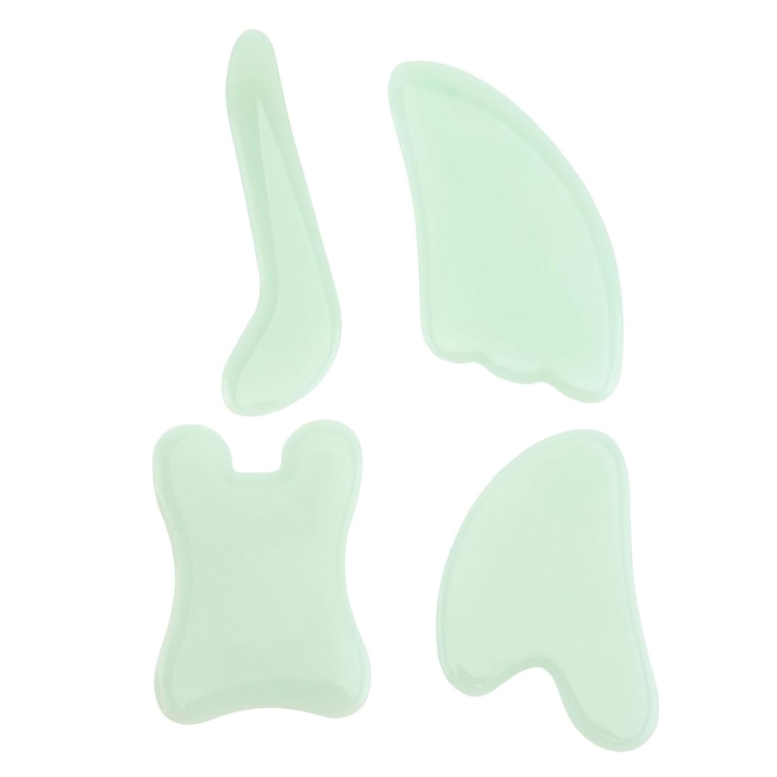 Planche Gua Sha de massage en jade : lot de 4 outils de soin visage et cou pour massage spa crânien