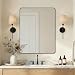 Wall Mirror for Bathroom, Mirror for Wall with Black Metal Frame 22" X 30", Decorative Wall Mirrors For Living Room,Bedroom, Glass Panel Rounded Corner Hangs Horizontal Or Vertical