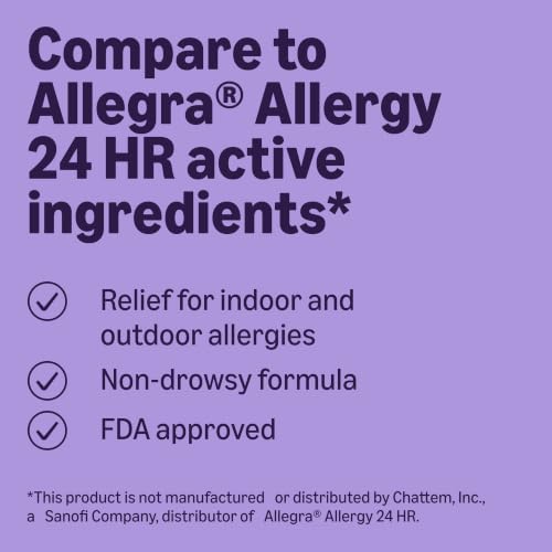Amazon Basics All Day Allergy Relief, Fexofenadine Hydrochloride Tablets, 180 mg, Antihistamine, Non-Drowsy, 24-Hour Relief, 30 Count (Previously Care) - image 3
