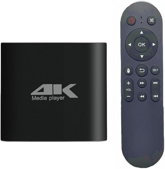4K Media Player for USB Drive & MicroSD, Ultra HD Digital Signage Player with HDMI/AV Output, H.265 H.264 MKV MP4 Video, MP3 Music, JPG Photo, Auto Play & Resume, Loop Playback