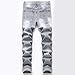 LZLER Grey Ripped Jeans Regular-fit Stylish Fitted Men Stack Jeans Fashion Stretchy Biker Size 28