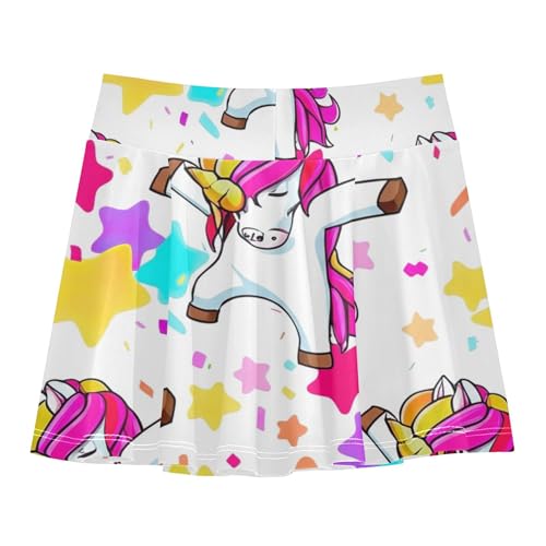 Colorful Unicorn Stars Pastel Athletic Shorts Girls Skorts Toddlers Tennis Skirts Cartoon Little Girl 3t2