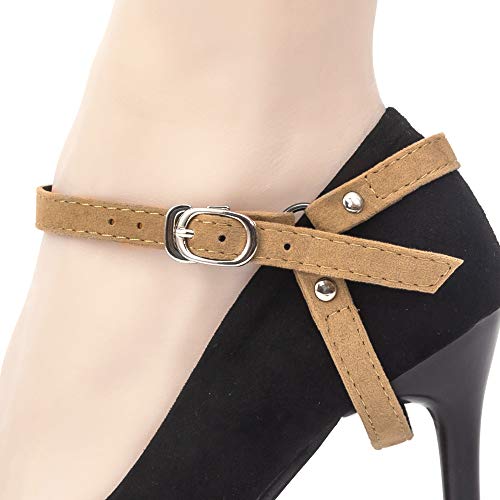 Florawang Detachable Shoe Strap Belt Band For Holding Loose High Heels Pumps (Suede Apricot) #TOP1