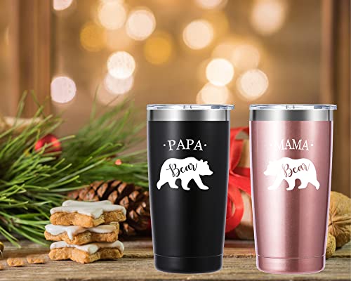 Mama Bear & Papa Bear 20Oz Tumbler Gifts.gifts For New Parents New Grandpa Grandma Pregnancy New Mom Dad. Baby Shower Couple Gifts For Mom To Be Dad To Be Fathers Mothers Day.(Black/Rose Gold) #TOP6