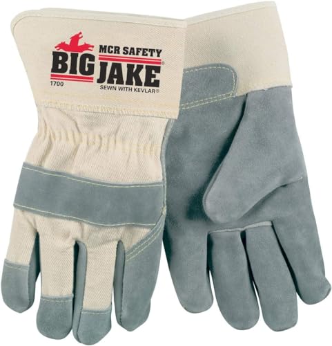 Heavy-Duty Side Split Gloves, Leather Palm, XL (12 Pack)