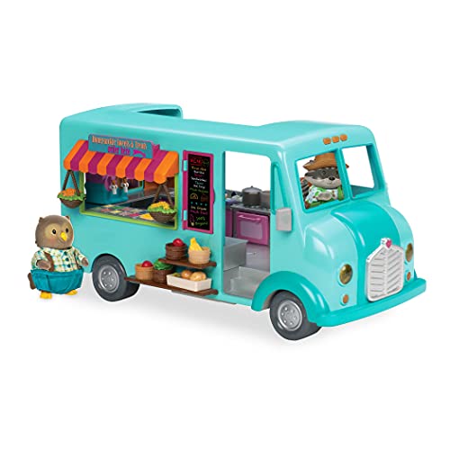 Li’l Woodzeez 89-teilig Food Truck Imbisswagen Set mit Zubehör – Eiscreme, Pizza, Tacos, Geschirr und mehr – Spielzeug für Kinder ab 3 Jahren